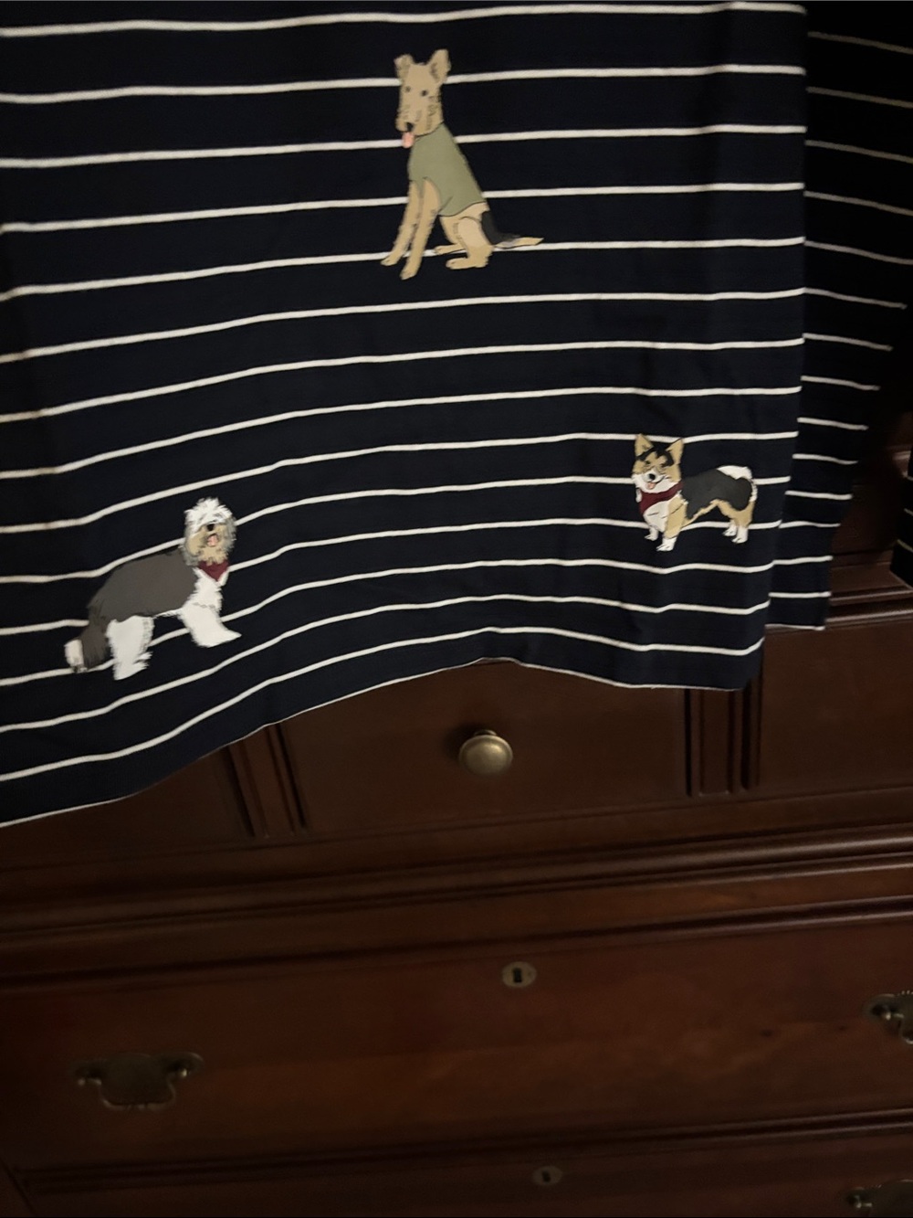 Talbots Navy and White Striped Long-Sleeve Top with Puppy Embroidery - Picture 3 of 7